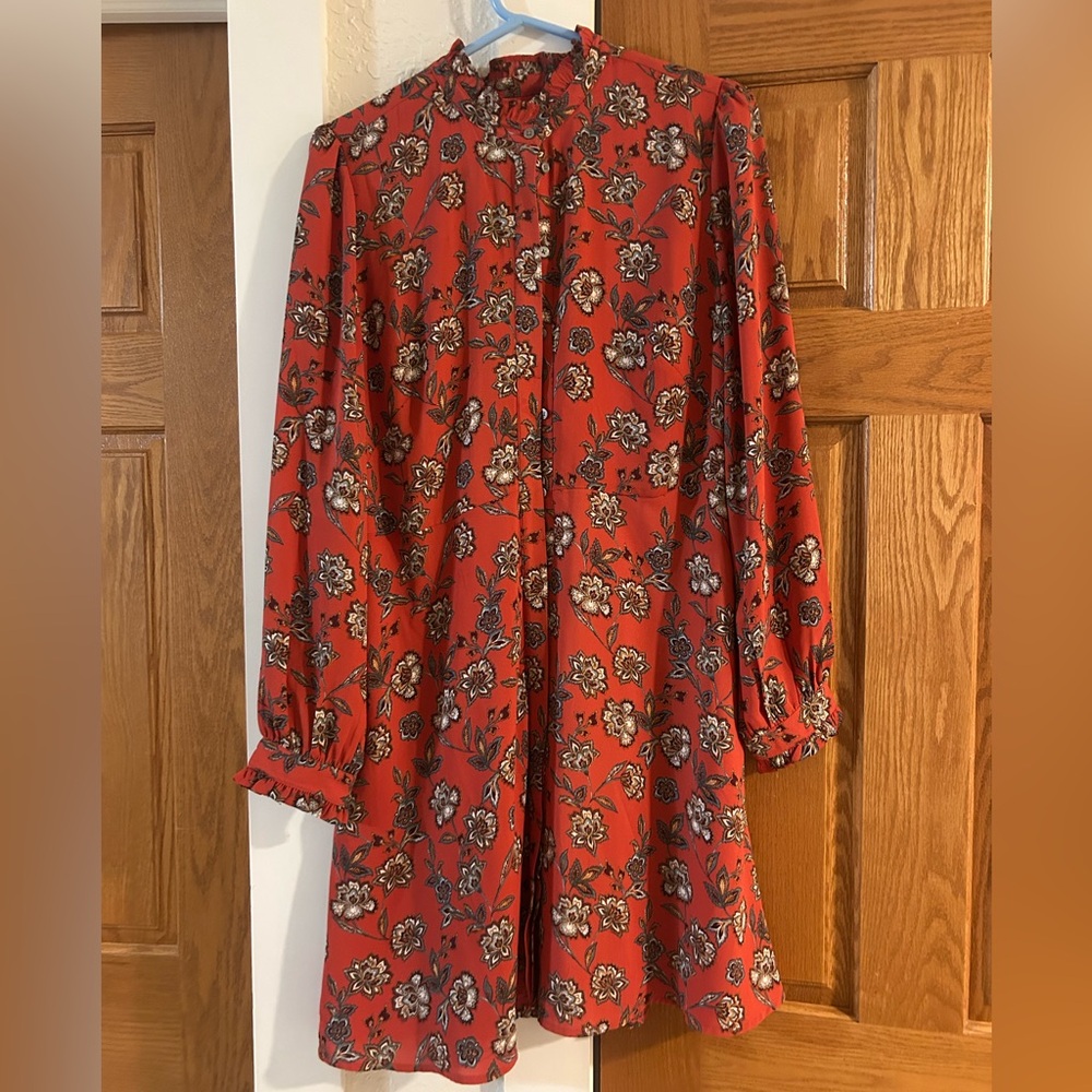 LOFT Red/Orange Floral Dress